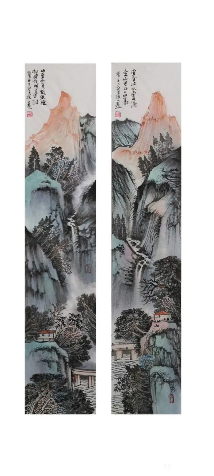 任振山国画作品《山水画一江春水一江涛》