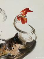 艺术家卢士杰日记:国画动物画公鸡，作品名称《天鸡》；
 为同学的儿子“天恩”【图1】