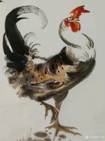 艺术家卢士杰日记:国画动物画公鸡，作品名称《天鸡》；
 为同学的儿子“天恩”【图2】
