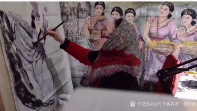 当代书画名家—缪月红日记-2020年5月，这是我在自己的工作室继续创作这幅已近尾声的人物舞蹈作品。此舞蹈模【图2】