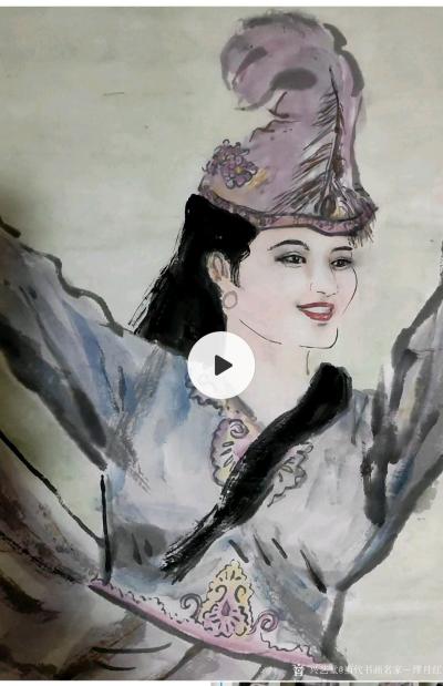 当代书画名家—缪月红日记-2020年5月，这是我在自己的工作室继续创作这幅已近尾声的人物舞蹈作品。此舞蹈模【图4】