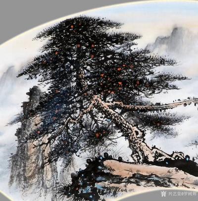罗树辉日记-国画山水画松树扇面作品《蛟龙探海》《金龙探爪》；
取诗词诗意而创作：
金龙探【图4】