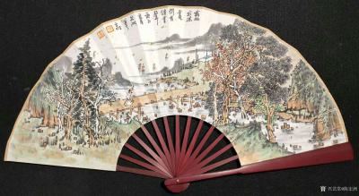 陈宏洲日记-国画山水画扇面作品《水阔山远》《幽居图》；
 在古代，扇子有时被看作是官职的象【图3】