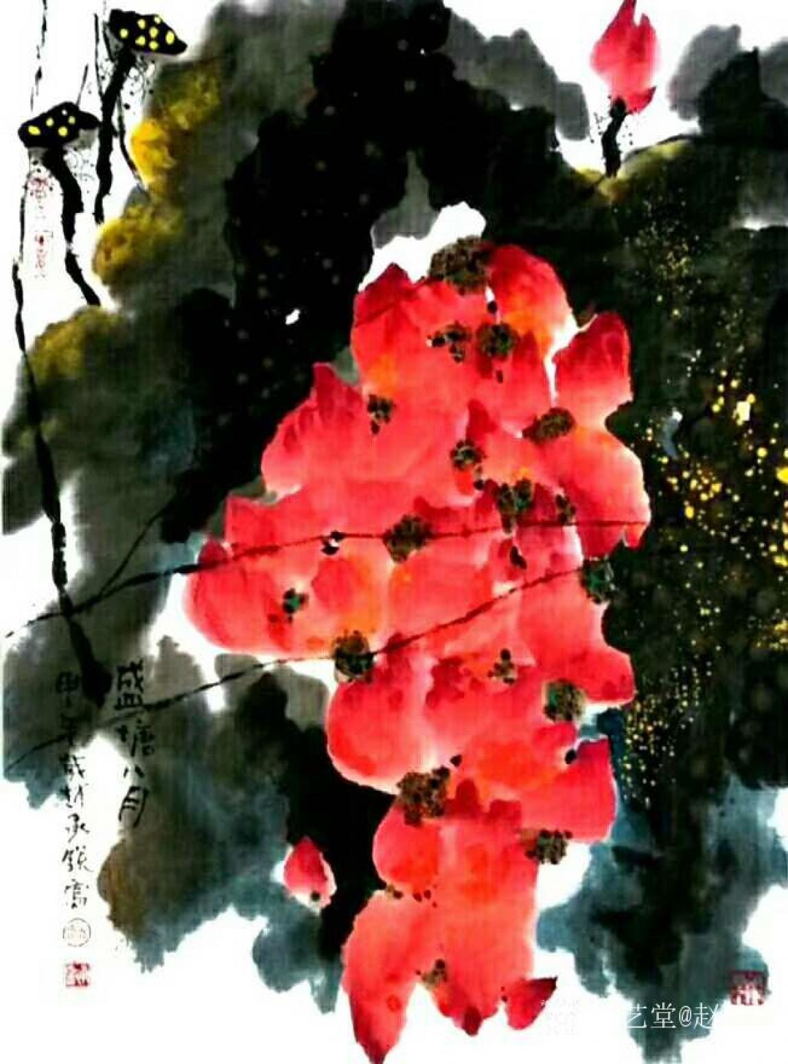 赵承锐国画作品《花鸟画-盛唐八月》【图0】