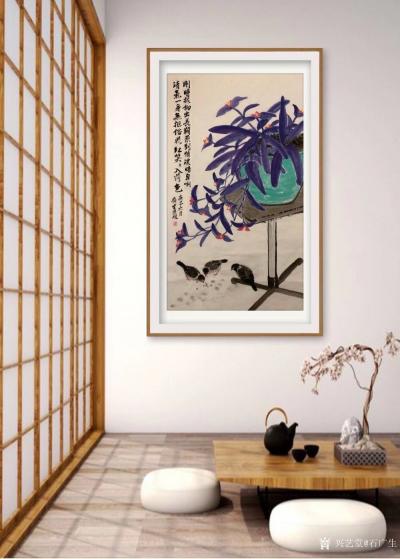 石广生日记-国画花鸟画《刚时拔剑出长鞘》，庚子年六月石广生作。
日间造访一家文化中心，在其【图3】