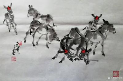 王文明日记-国画小毛驴练笔作品，每日一课。
附：画家秘彦明点评作品：王文明老师的国画系列写【图1】