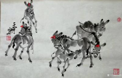 王文明日记-国画小毛驴练笔作品，每日一课。
附：画家秘彦明点评作品：王文明老师的国画系列写【图4】