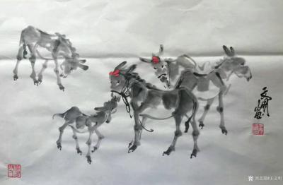 王文明日记-国画小毛驴练笔作品，每日一课。
附：画家秘彦明点评作品：王文明老师的国画系列写【图5】