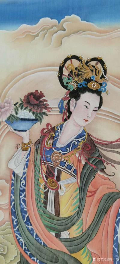 唐再辉日记-拟黄均作品国画工笔画《仙女散花图》,学习才有进步。【图2】
