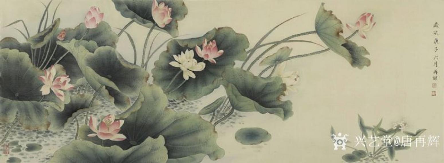 唐再辉国画作品《工笔花鸟-荷花1》