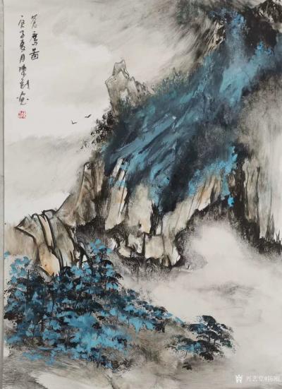 陈刚日记-国画山水画《江行图》《苍鹰图》，庚子夏月陈刚创作；
一夜未眠思此图，
无数画【图1】