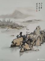 艺术家陈刚日记:国画山水画《江行图》《苍鹰图》，庚子夏月陈刚创作；
一夜未【图1】