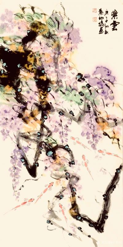 叶仲桥日记-近日创作的中国画重彩山水、花鸟画作品雄鹰《高瞻远瞩》葡萄《紫云》，《福播禅音》《【图1】