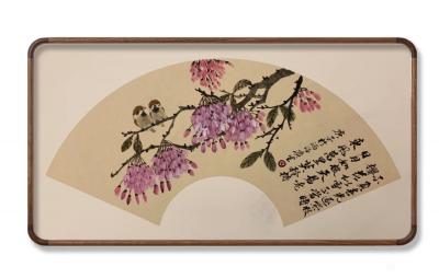 石广生日记-国画花鸟画扇面-《不负春光》，并题诗：
七绝 不负春光   
  石广生
【图2】