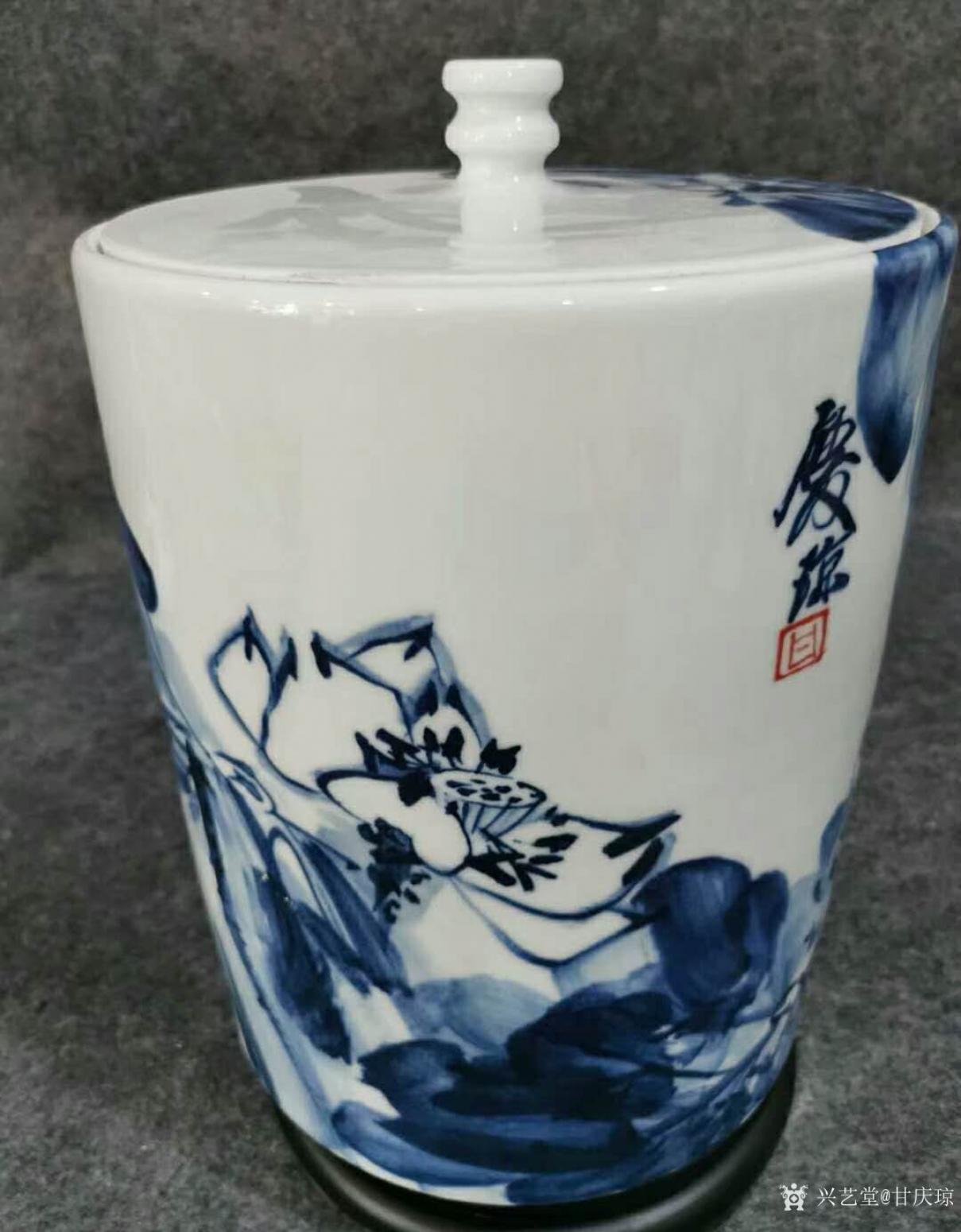 甘庆琼文玩杂项作品《青花茶叶罐-荷花》【图1】