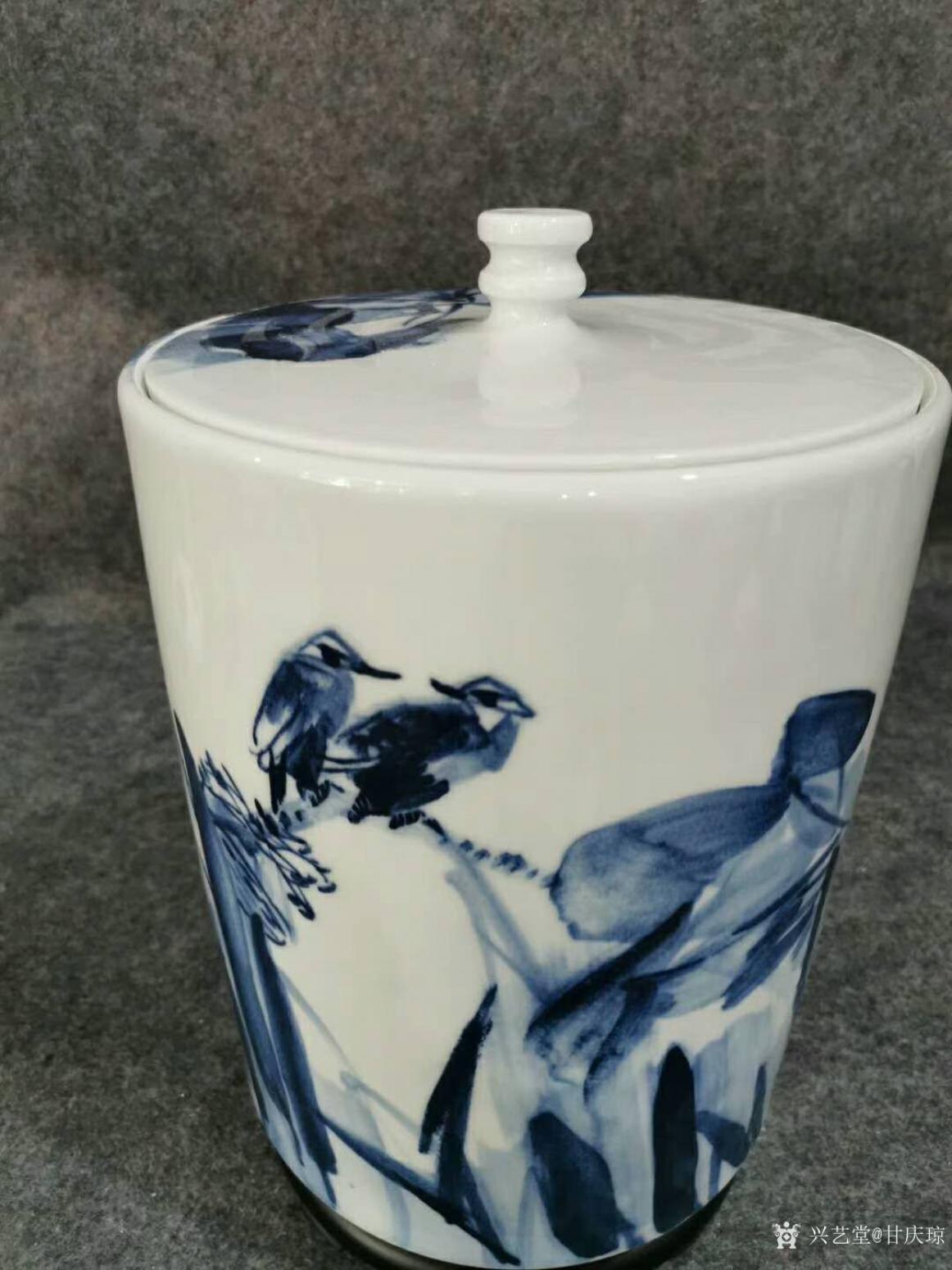 甘庆琼文玩杂项作品《青花茶叶罐-荷花》【图2】