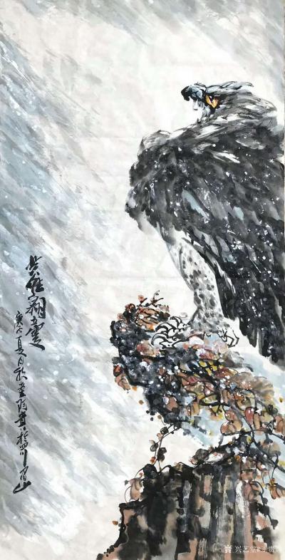 王贵烨日记-国画动物画老鹰系列作品《远瞻山河》《秋鹰整翮当云霄》；庚子年夏月王贵烨创作於四川【图4】