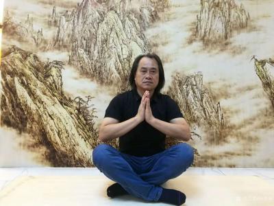 孙传海日记-烙画《黄山晓雲圖》创作进行中，作品尺寸2.88m×1.98m
扬州琼花工具有限【图3】