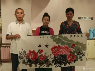 汪琼日记-国画花鸟画牡丹笔会作品《惠风和畅》《富贵吉祥》，作品尺寸四尺竖幅68X138CM【图2】