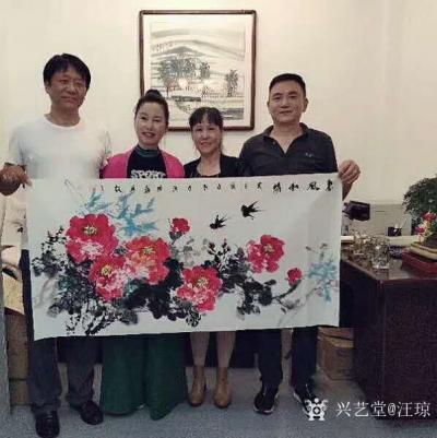 汪琼日记-国画花鸟画牡丹笔会作品《惠风和畅》《富贵吉祥》，作品尺寸四尺竖幅68X138CM【图4】