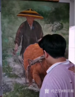 艺术家杨洪顺日记:油画《二哥家杀猪啦》《犁田》，杨洪顺农村题材油画作品欣赏；【图2】