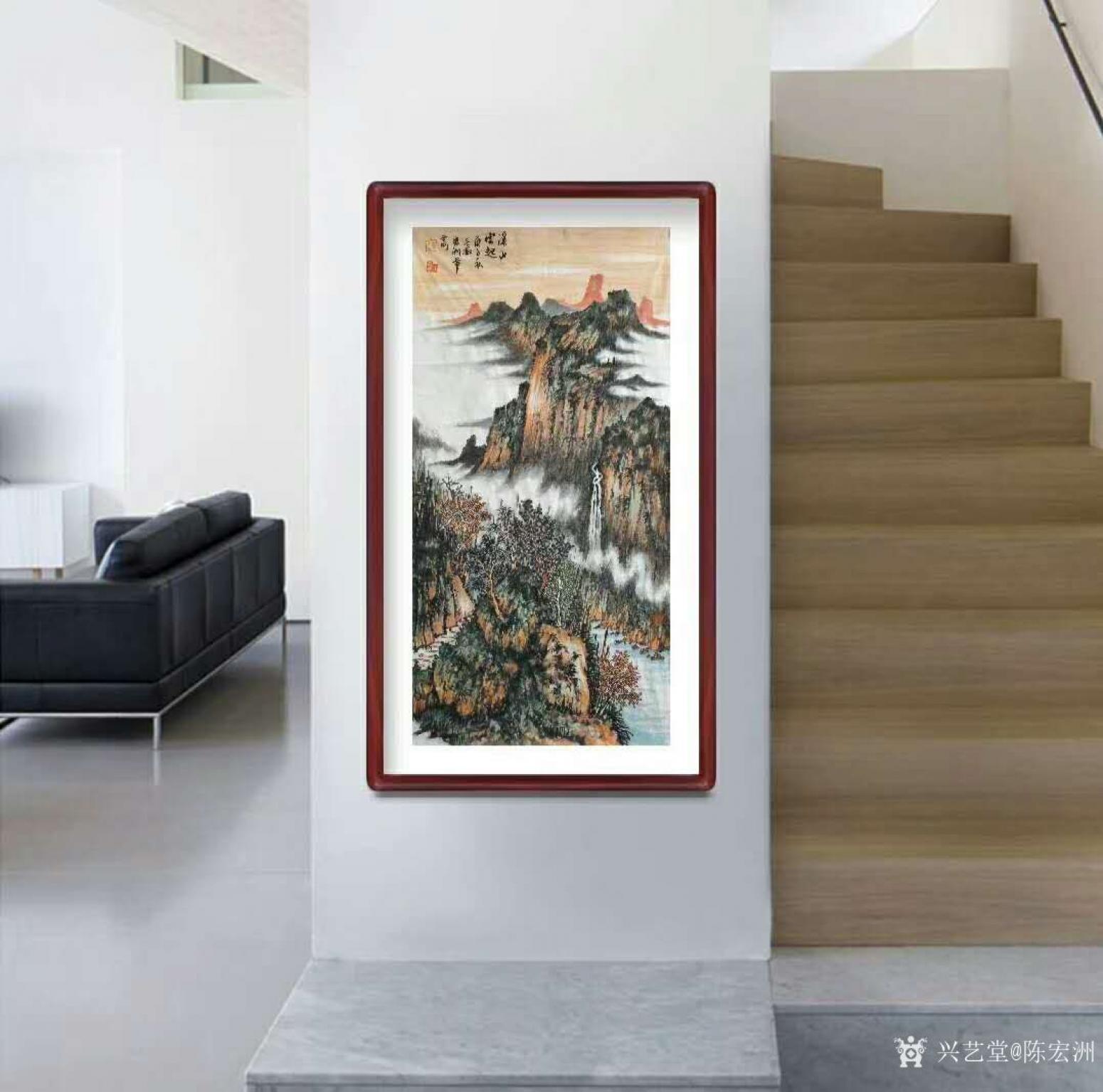 陈宏洲国画作品《山水-溪山云起图》【图3】