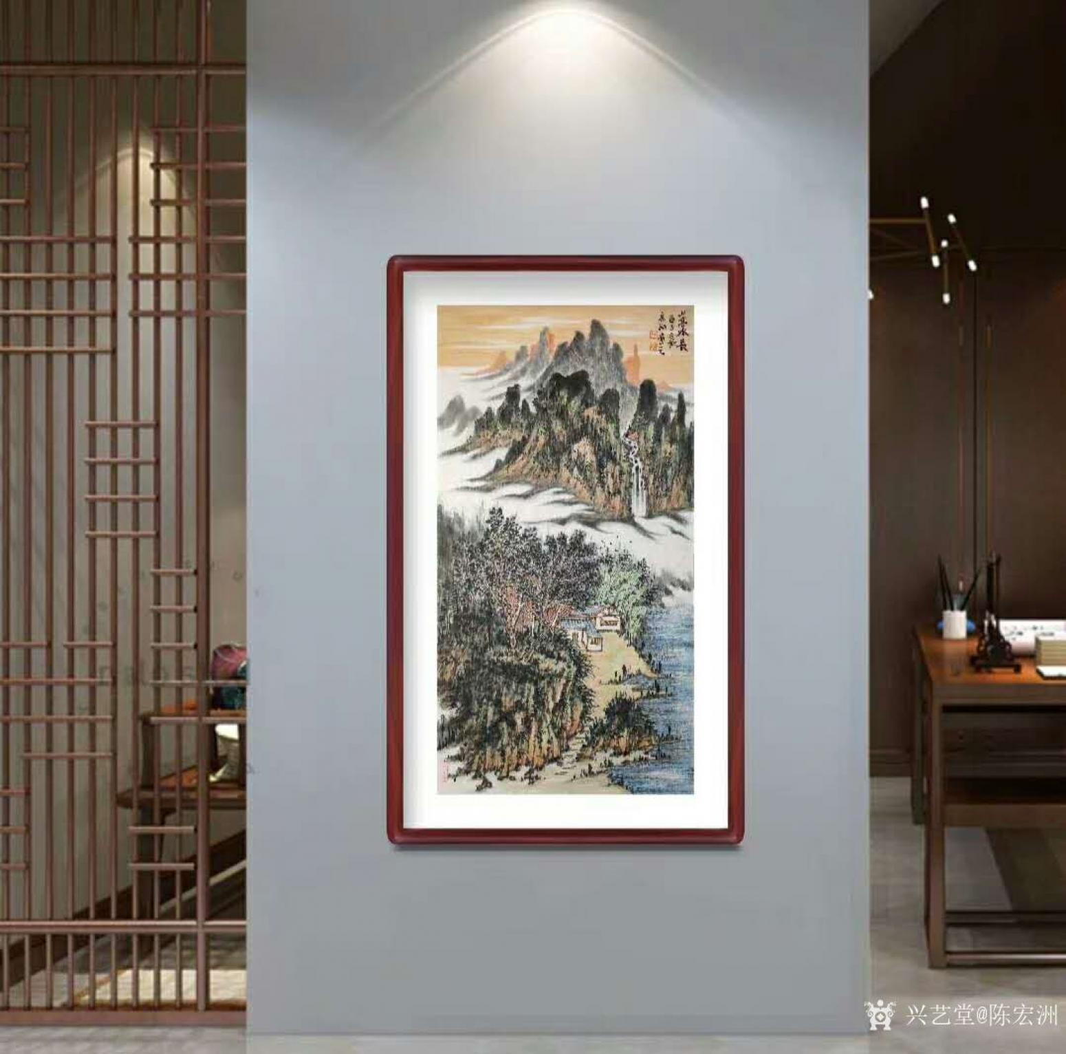 陈宏洲国画作品《山水画-山高水长》【图2】