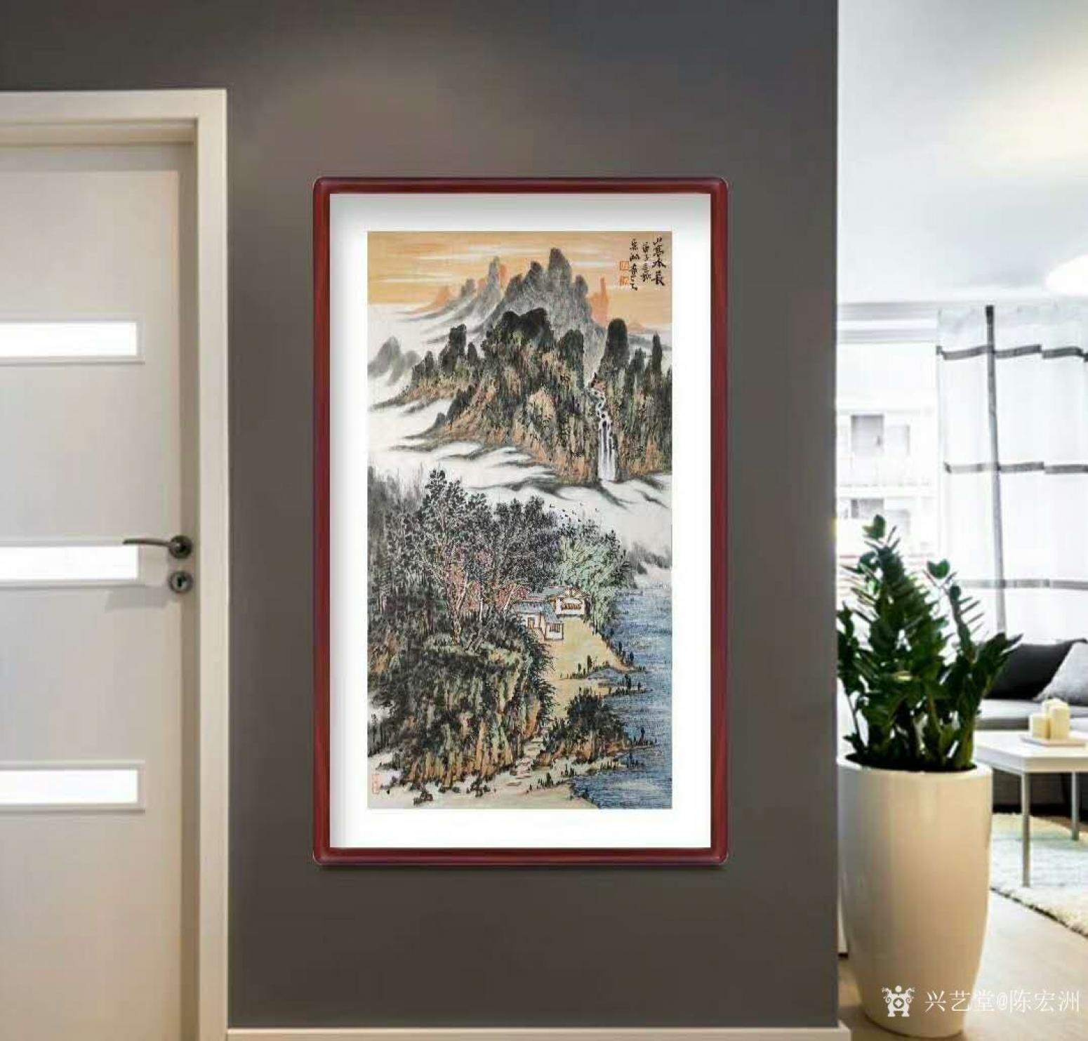 陈宏洲国画作品《山水画-山高水长》【图4】
