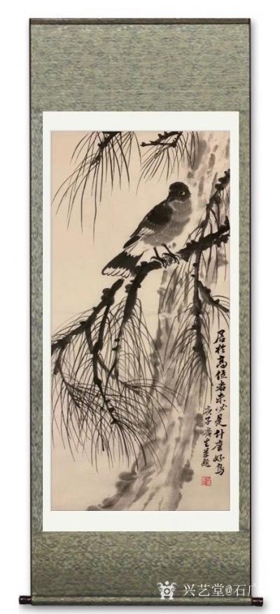 石广生日记-国画水墨写意画《居于高位者未必是什么好鸟》；作品尺寸
创作寓意：日见乌鸦立于高【图2】