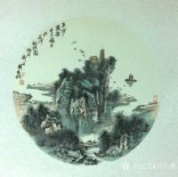 艺术家刘应雄日记:月圆圆，画圆圆，潇湘八景团圆圆。
国画山水画《潇湘八景》，【图1】