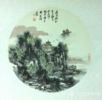 艺术家刘应雄日记:月圆圆，画圆圆，潇湘八景团圆圆。
国画山水画《潇湘八景》，【图5】