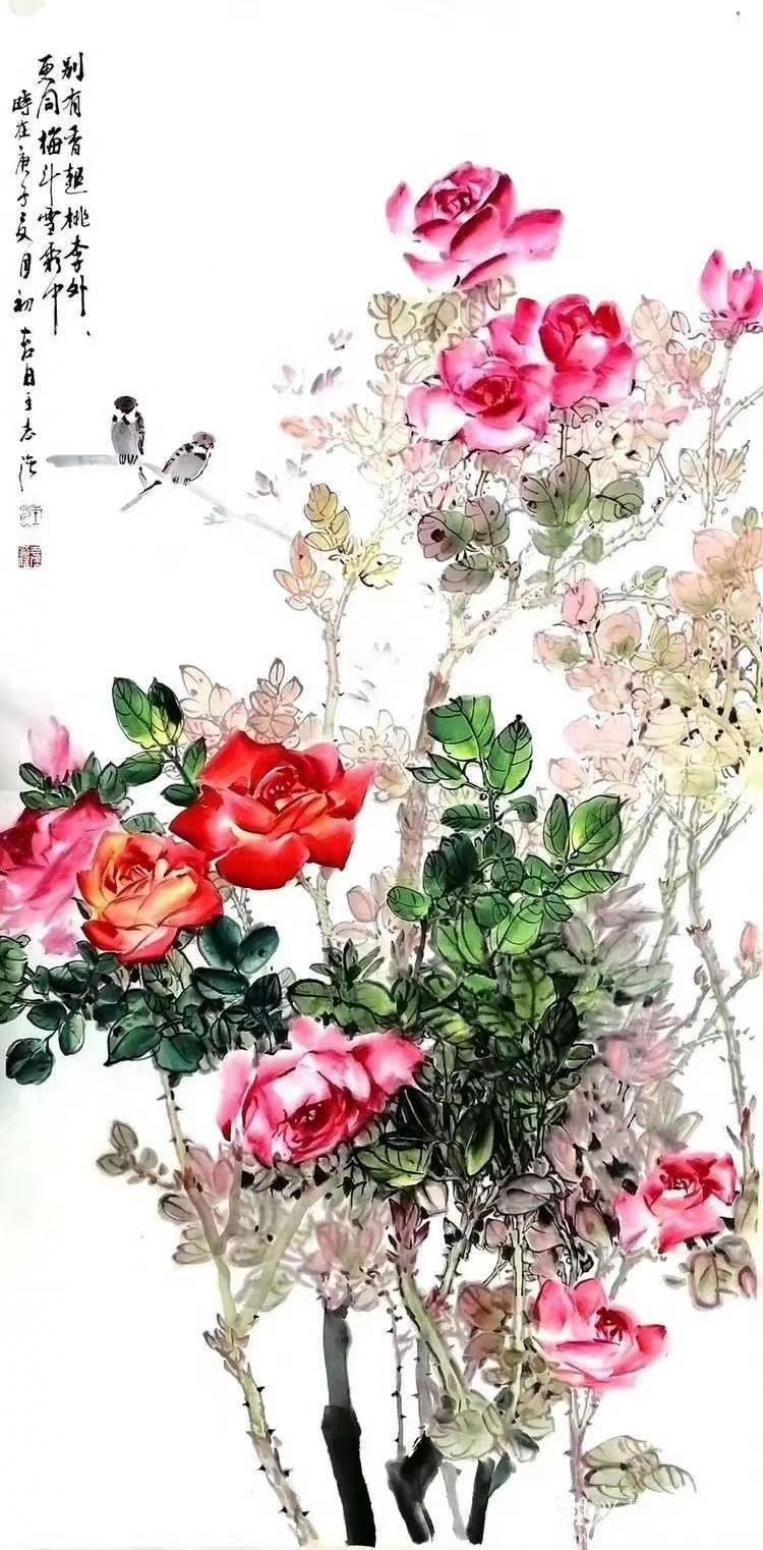 周顺生国画作品《王志强月季王墨骨精品》【图0】