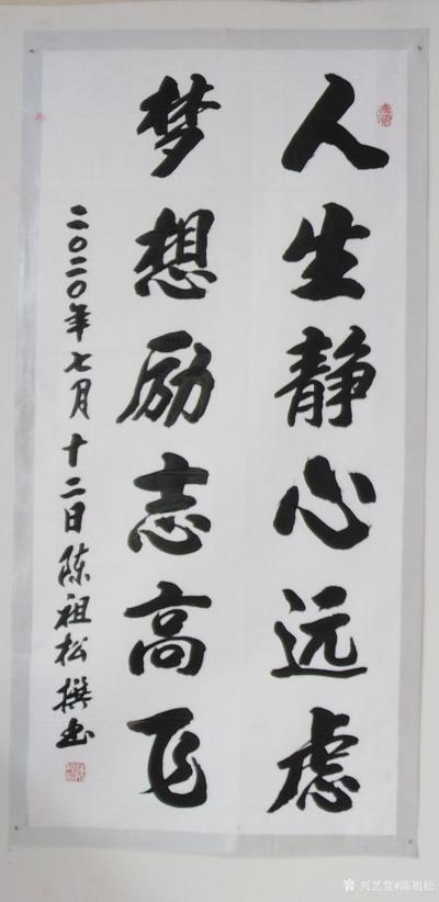 陈祖松日记-书法作品：“人生静心远虑，
梦想励志高飞。”【图1】