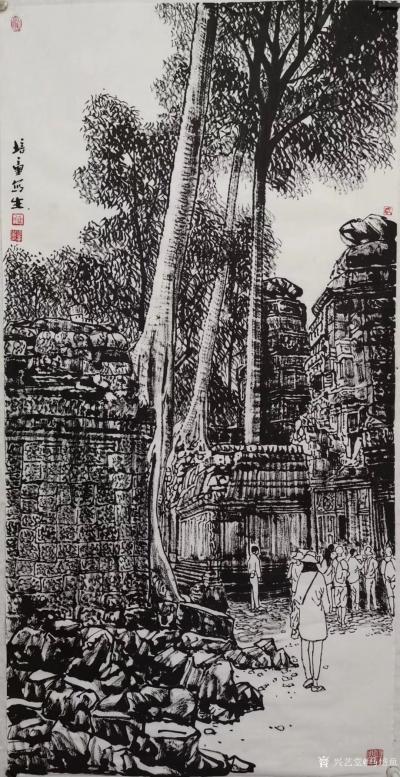 马培童日记-《树抱石石抱树》童心写历（39）；
  自从到了柬埔寨吴哥石窟写生，我一直在研【图2】