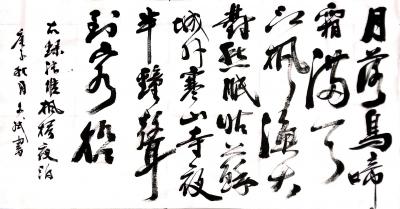 陈文斌日记-草书书法作品录张继《枫桥夜泊》诗一首。
“月落乌啼霜满天，江枫渔火对愁眠。姑苏【图1】