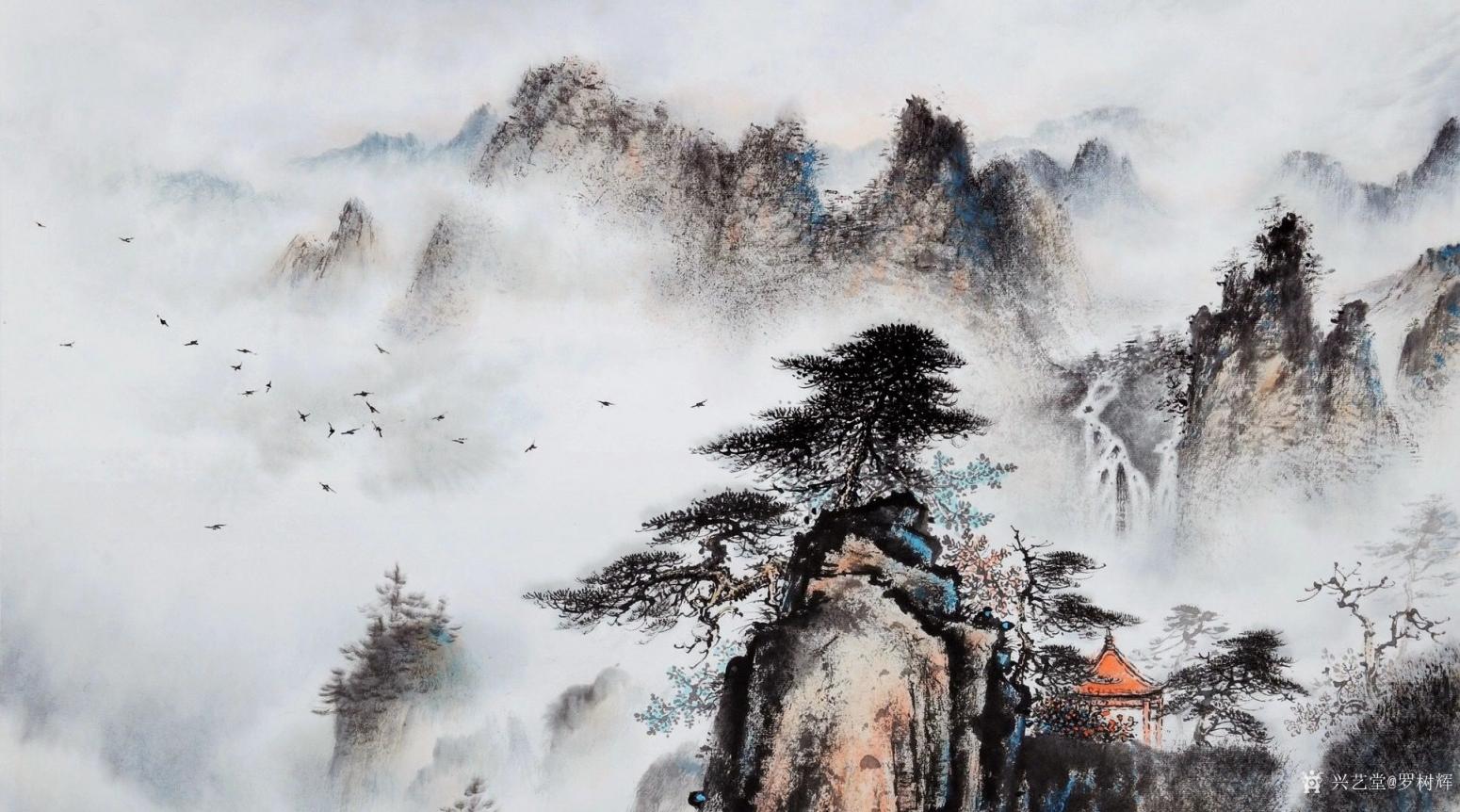 罗树辉国画作品《山水松-飘渺隐仙迹》