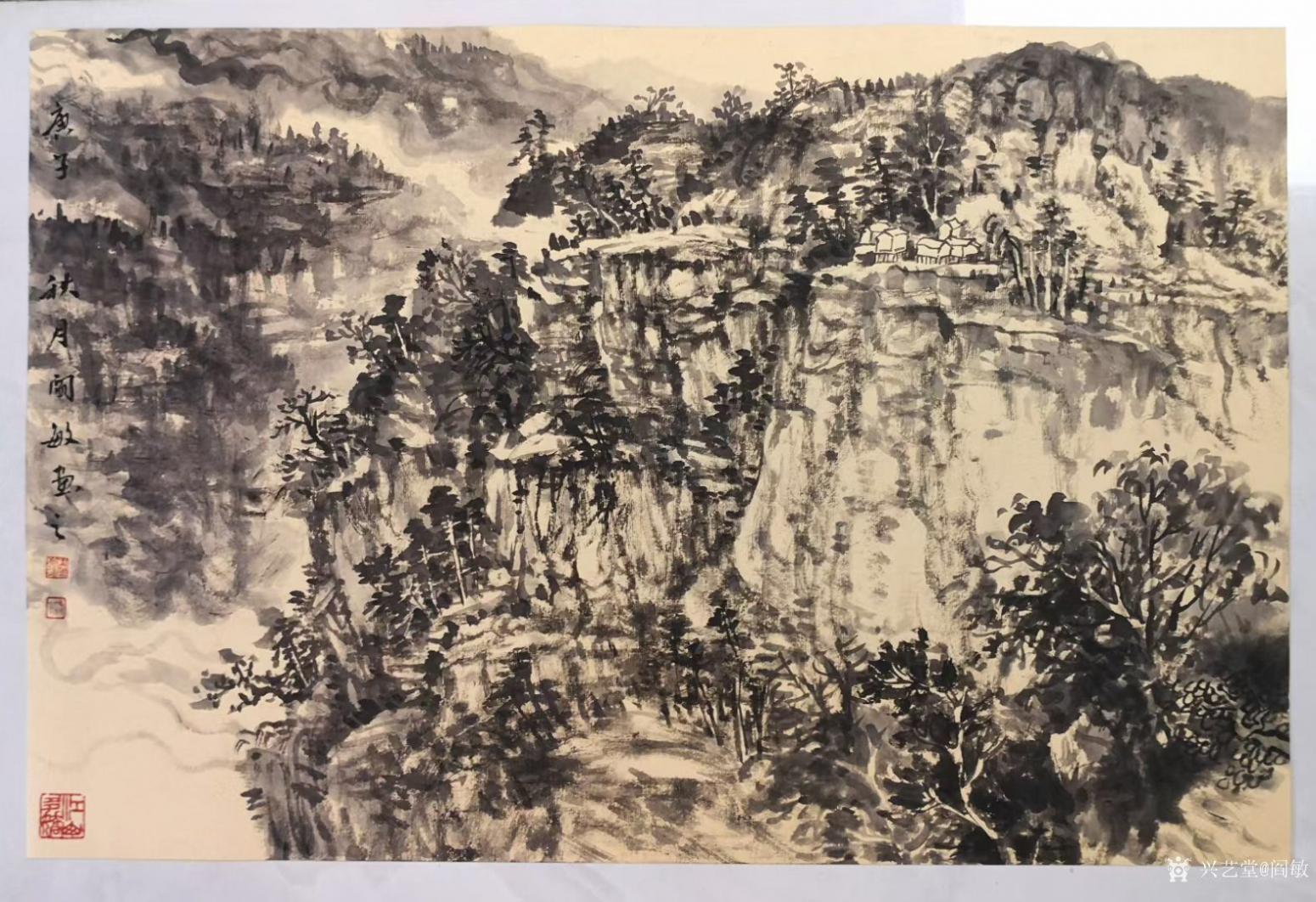 阎敏国画作品《山水-太行写生17》