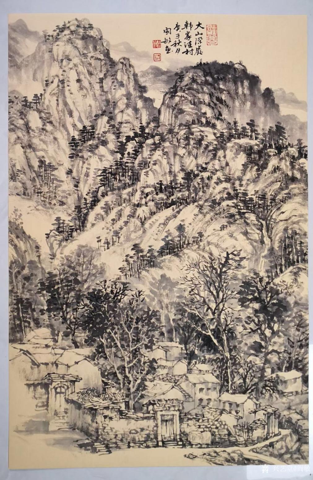 阎敏国画作品《山水-太行写生21》