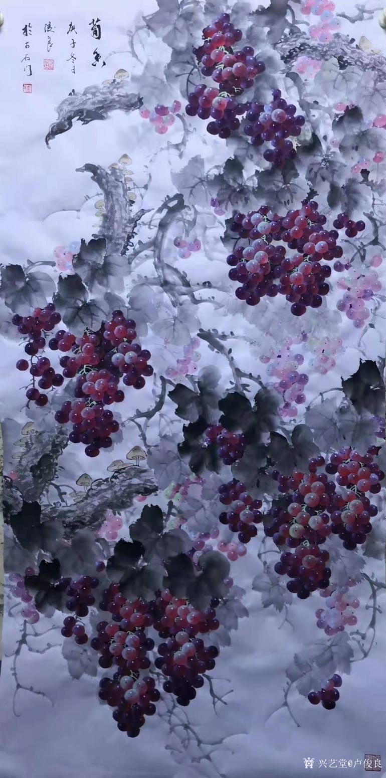 卢俊良国画作品《葡萄-葡香》