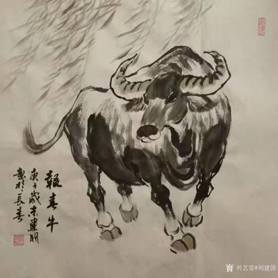 刘建国日记-迎牛年，画春牛，国画《报春牛》系列作品，庚子年冬月刘建国原创作品。请欣赏。【图4】