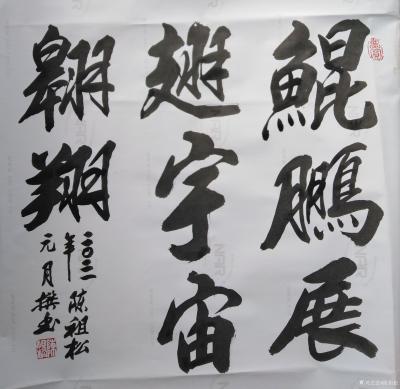 陈祖松日记-隶书书法作品《鲲鹏展翅》
鲲鹏展翅，龙凤开天。
鲲鹏展翅，宇宙翱翔。【图2】