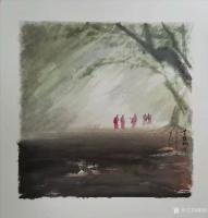 艺术家陈刚日记:天寒地冻，画室也去不了，只好在家里画一些国画扇面，共赏之。【图0】