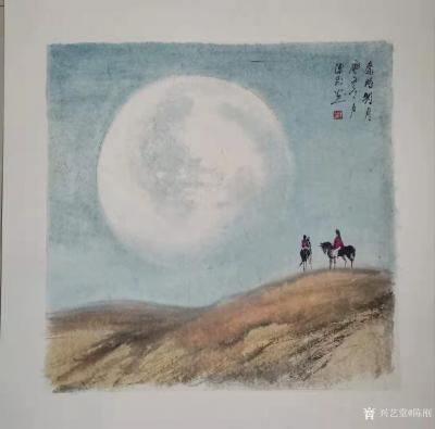 陈刚日记-天寒地冻，画室也去不了，只好在家里画一些国画扇面，共赏之。
从大山大水中飘入宇【图5】