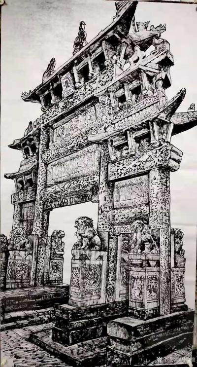 马培童日记-单县百寿坊、百狮坊
百寿坊－－座落在山东省菏泽市单县城内胜利北街。清乾隆三十年【图1】