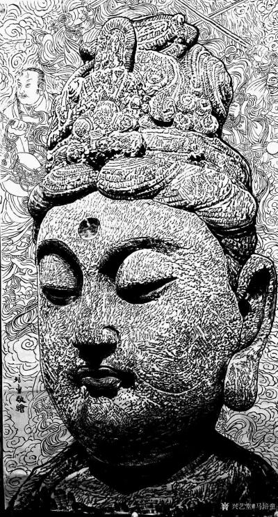 马培童收藏-干裂秋风,苍韵庄严--评鉴画家马培童的焦墨造像艺术。 
  自古至今，笔墨一直【图1】