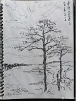 艺术家邓烈根日记:奉新山里速写作品《村边闲地也生机》；
奉新山里红土地，纯净【图2】