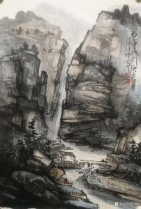 张祖坤国画作品《山水-雨中太行》议价