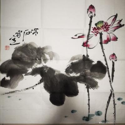 13526836295老付收藏-作品介绍：荷塘情趣。王冷石，开封美协副主席，国家一级美术师。师承中央美术学院博士【图1】