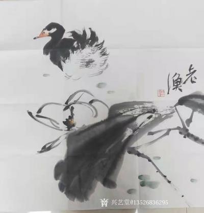 13526836295老付收藏-作品介绍：荷塘情趣。王冷石，开封美协副主席，国家一级美术师。师承中央美术学院博士【图2】