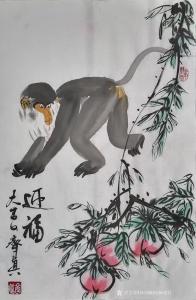 13526836295老付国画作品《迎福》议价